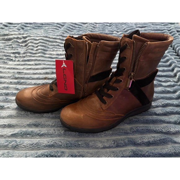LGND Mens Brown Leather Lace Up Zip Ankle Boots Size 8M main image 7
